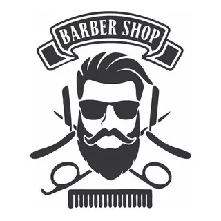 Adesivo Decorativo Parede Barber Shop Barbearia  Branco