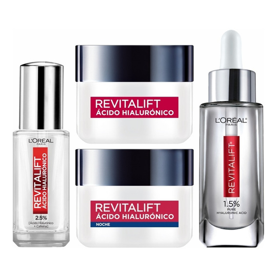 Crema Día + Crema Noche + Serums Hialuronico Loreal Paris