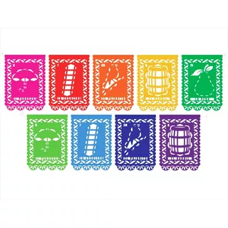 Decoración Papel Picado Lotería Mexicana 10 Tiras Papel