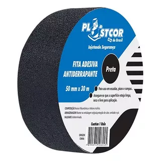 Fita Antiderrapante Rampa Escada Piso 50mm X 30 Metros Cor Preto