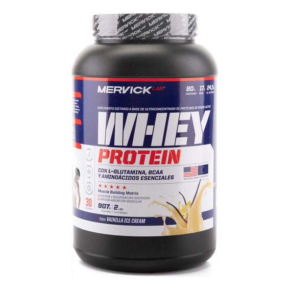 Suplemento en polvo MervickLab  Whey Protein proteínas sabor vainilla en pote de 2lbs