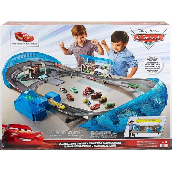 Super Pista Disney Cars Ultimate Florida Con Rayo Mcqueen Color Azul/Gris