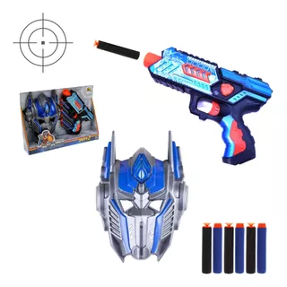 Super Lança Dardos+máscara Transformes Otipmus Prime Pistola