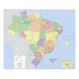 Adesivo Mapa Do Brasil Gigante Para Parede Salas E Escritórios Gg M03