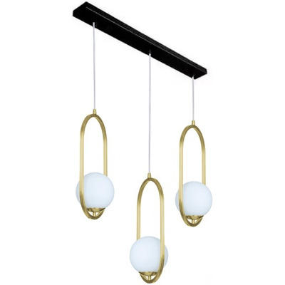 Colgante 3 Luces Marsella Oval Dorado Globo Opal B Redonda