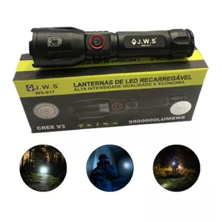 Lanterna Tatica De Led Usb 9500000 Lúmens Alcance 800 Metros