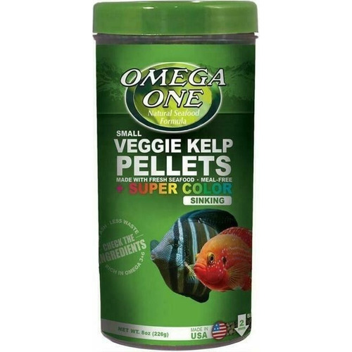 Omega One Super Color Veggie Kelp Pellets Small Sinking 226g Alimento Peces Granulo Pequeño 2mm Lento Hundimiento A Base De Algas Marinas