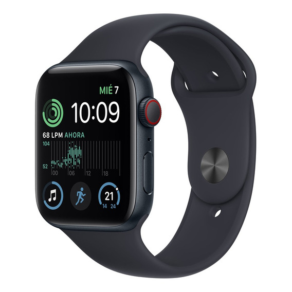 Apple Watch SE GPS + Celular - Caja de aluminio medianoche 44 mm - Correa deportiva medianoche - Patrón - Distribuidor Autorizado