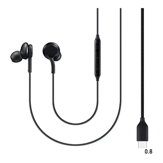 Auriculares Manos Libres Tipo C Para Samsung A22 A53 A52 S21 Color Negro