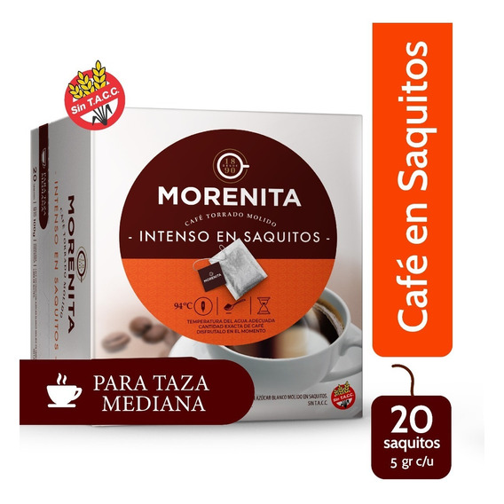 Cafe En Saquitos Morenita Molido Intenso 5 Gr X 20 Saquitos