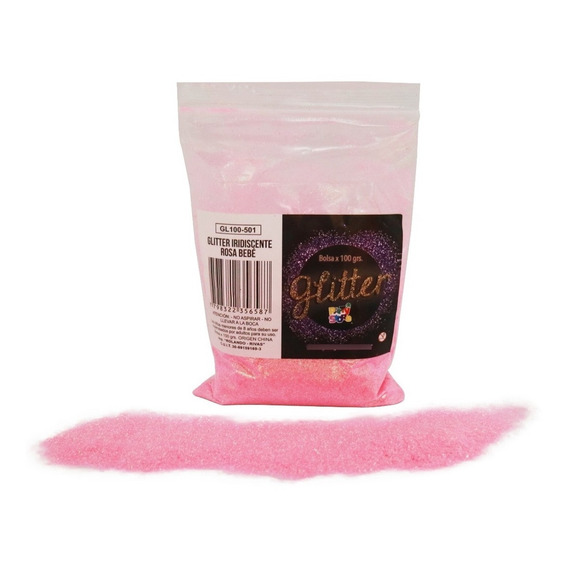 Glitter Gibre Givre Purpurina 100g Rosa Bebe Iridiscente