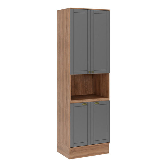 Estantería 4puertas+1 Cajón- Mdf Gris Americana- Rustico