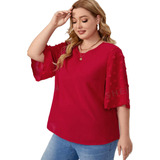 Blusa Suelta Roja Manga De Lunares, Talla Extra 2xl Y 3xl