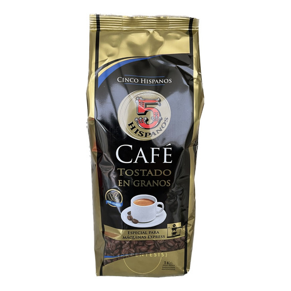 5 hispanos café en grano tostado premium natural gastrónomica 1kg