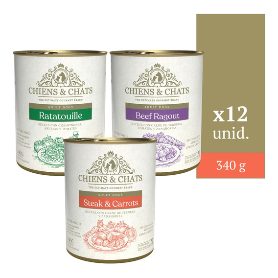 Chiens & Chats Variety Pack Alimento Húmedo Para Perros X12