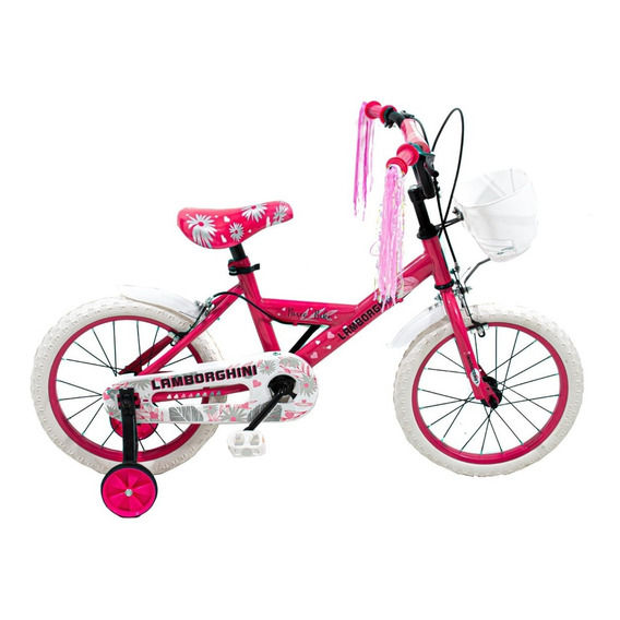 Bicicleta paseo infantil Dencar Urby 217126003U R16 color rosa lamborghini con ruedas de entrenamiento  