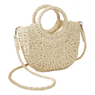 Bolso De Paja Mujer Tote Bag Playa Multifuncional