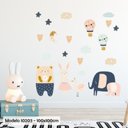 Vinilo Decorativo Infantil Pack Bebes Animales Luna M10203