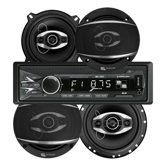 Estereo Bluetooth + 4 Parlantes Blauline 5 Y 6 Pulgadas 