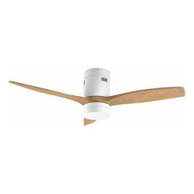 Ventilador De Techo Alisio Blanco Natural Con Luz Y Control  1.321 M 50hz/ 60hz Blanco/madera Natural Abs 3
