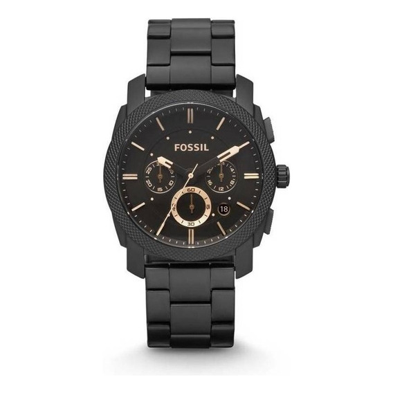 Reloj Caballero Fossil Fs4682 Color Negro De Acero