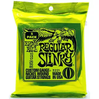 Kit 3 Encordoamento Ernie Ball 010 Guitarra P03221 Regular