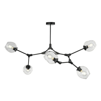  Colgante Ragnar Negro Fume 5 Luces Apto Led E27 Ld Negro