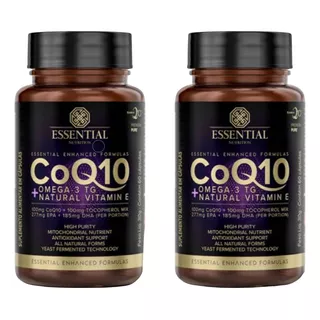 Kit 2x Coq10 Essential Nutrition - Coenzima Q10 60 Caps Cada Sabor Sem Sabor