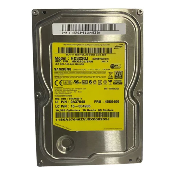 Hd Sata interno Samsung 320 GB 7.2k 3.5 HD322gj, color plateado