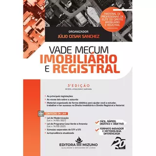 Vade Mecum Imobiliário E Registral, De Júlio Cesar Sanchez., Vol. 1. Editora Mizuno, Capa Mole, Edição 3 Em Português, 2023