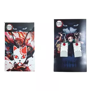 Demon Slayer -  Set Tanjiro #1b - Aros Metal + Colgante Pvc