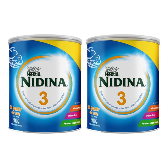 2un Leche De Formula En Polvo Nidina Etapa 3 +12m Lata 800gr