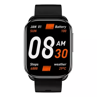 Smartwatch Qcy Gs S6 Pantalla 2.02 Control De Salud Deportes Caja Negra Y Bisel Gris Oscuro