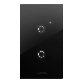 Llave/tecla Macroled Smart Wifi Táctil 2 Canales Negra/blanc