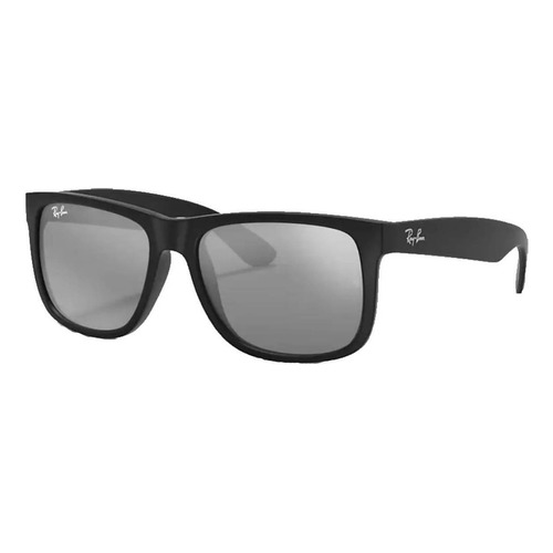 Anteojos de sol Ray-Ban Justin Color Mix Standard con marco de nailon color matte black, lente grey de cristal espejada, varilla matte black de nailon - RB4165