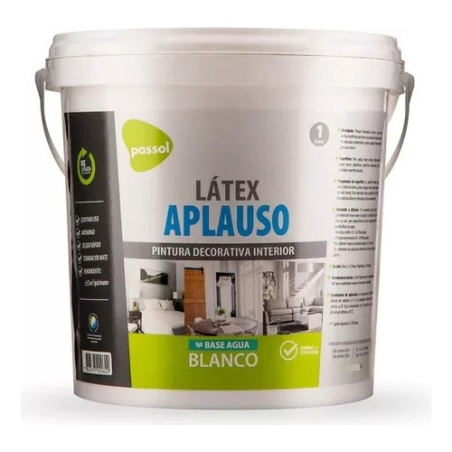 Pintura Látex Blanco Acabado Mate Galón 3.78lts Passol