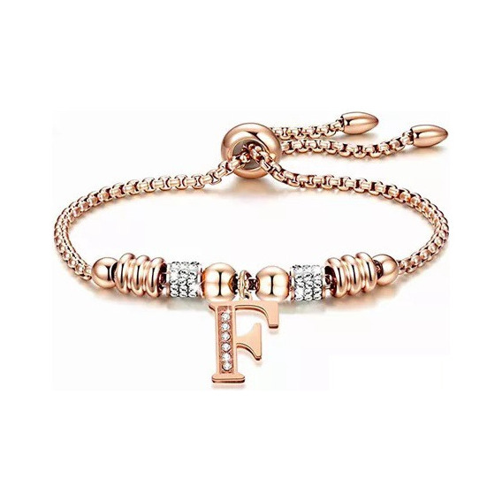 Pulseras Mujer  Inicial Letra Pulcera Oro Rosado 18k Regalo