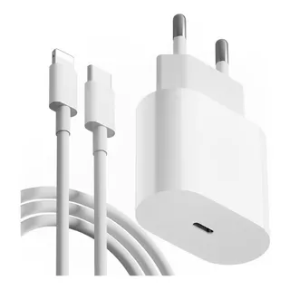 Fonte Carregador Turbo Tipo C 20w P/ iPhone 11 12 Xr Xs Max Cor Branco