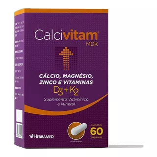Calcivitam Mdk Cálcio, Magnésio, D3 Herbamed C/ 60 Caps.
