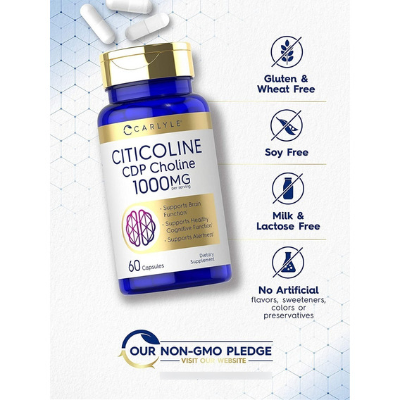 Citicoline Cdp Colina 1000 Mg Carlyle 60 Capsulas