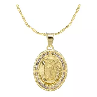 Collar De Cadena Con Medalla Virgen De Guadalupe Oro De 10k