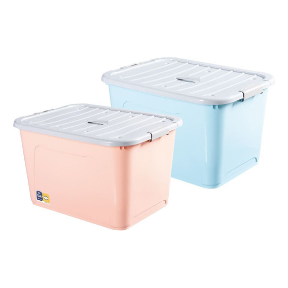 Caja Organizadora De Plástico 98l, Con Ruedas 2 Colores 1 Un