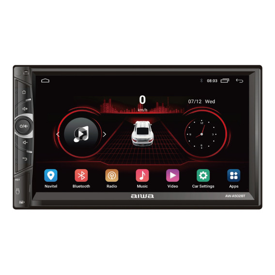 Radio para Auto Aiwa Aw-a502bt 2 Din Android Touch Hd De 7'' Color Negro