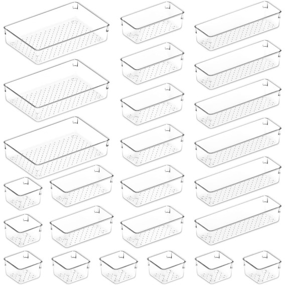 Juego De Organizadores De Plástico Transparente, 25 Piezas