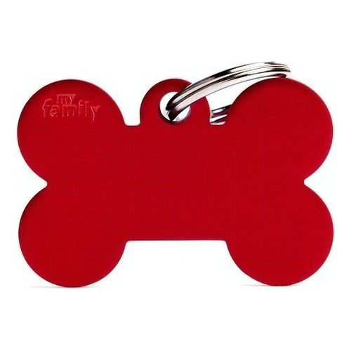 Chapita Identificadora De Mascotas Hueso Gde Grabado Color Hueso Rojo Hueso Grande