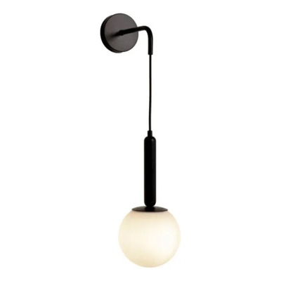 Aplique Pared Lucy Negro Opal Apto Led E27 Deco Moderno 