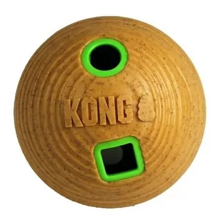 Kong Bamboo Feeder Ball Brinquedo Libera Petisco Ração Cães Cor Marrom