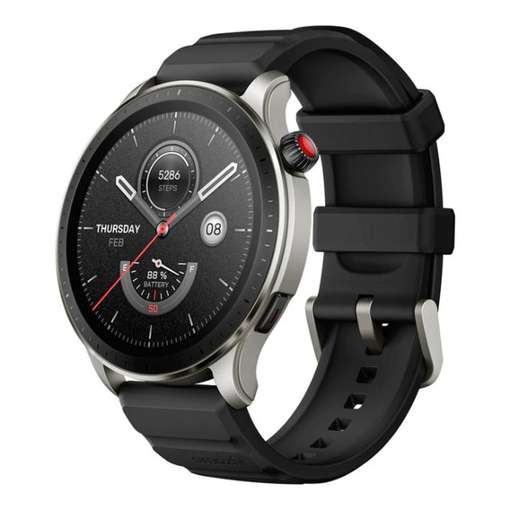 Smartband Amazfit GTR4 Sport 1.43", malla  superspeed black y bisel  plateado