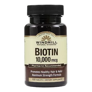 Biotina 10,000mcg Windmill Biotin 100 Tabletas Biotina