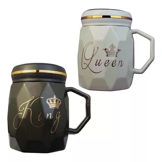 Pack 2 Tazas Mug Cerámica King & Queen Café O Te